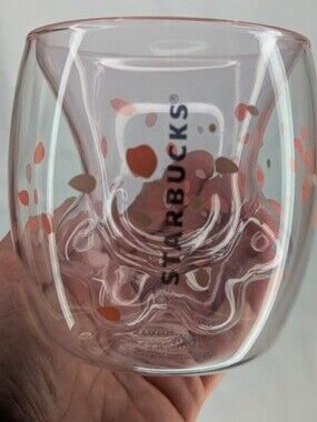 Starbucks Collectible Cat Paw Glass Mug 2019 Sakura Edition